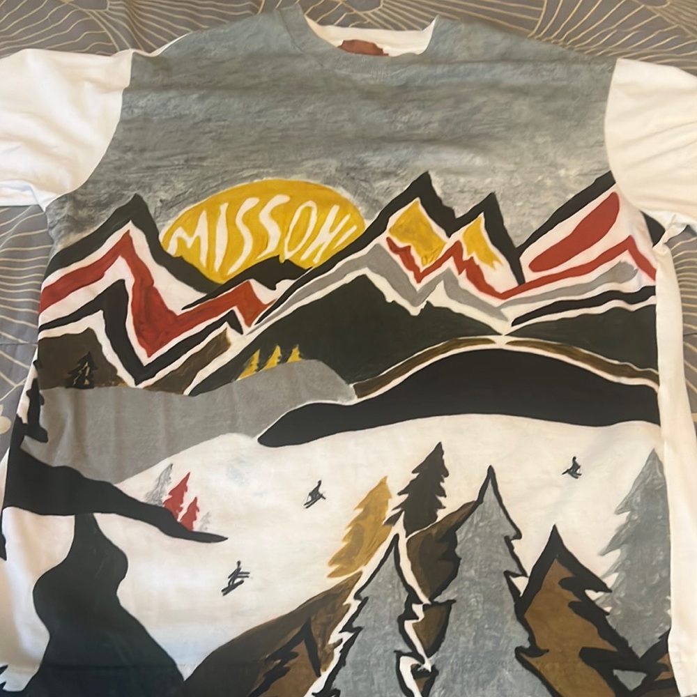 Mens Large Missoni t shirt, white, red, blue, gold